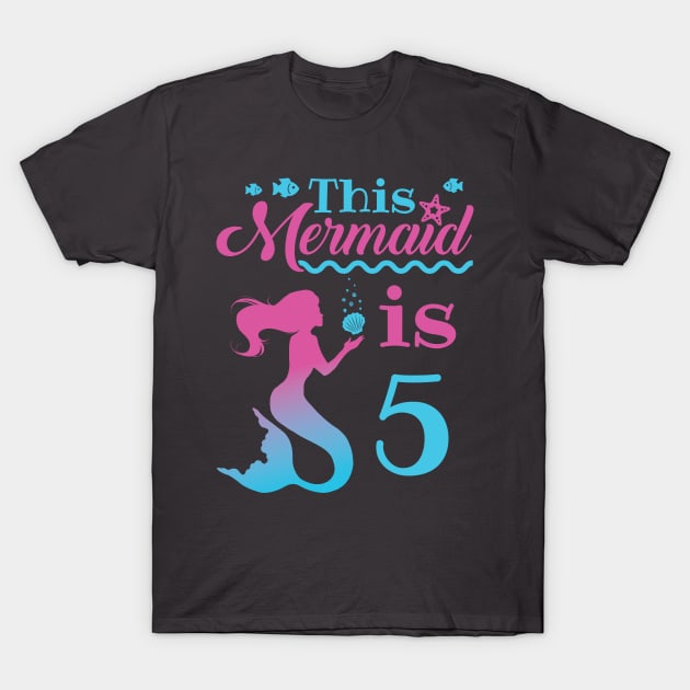 Mermaid Birthday Shirt - 5th Birthday T-Shirt by redbarron